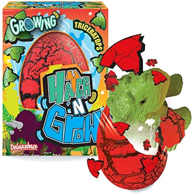 Deluxebase DELUX BASE HATCH ' N' GROW TRICERATOPS EGG FIGURINE TOY, 11 CM X 8 CM SIZE - Image 1